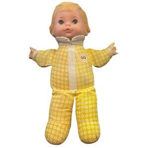 Fisher Price Baby Doll Honey Lap Sitter #208 Yellow Floral Print Vintage 1975